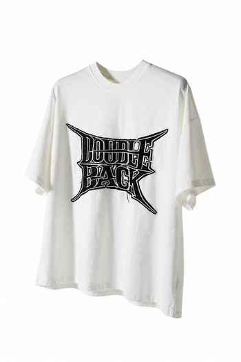 Double Back - Ripped Embroidery T-Shirt Oversized - White