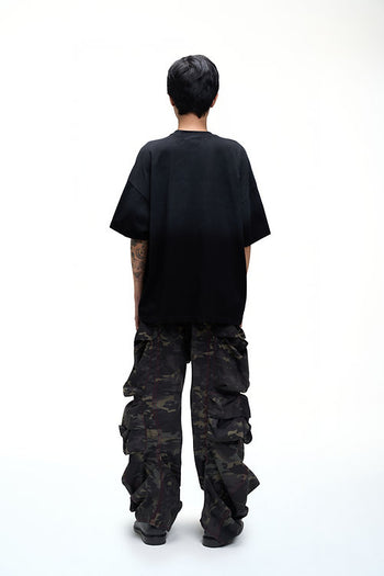 Double Back - Washed Patch Logo T-Shirt Oversized - Black