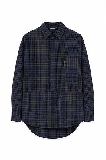 Double Back - Checkered Twisted Shirt - Blue