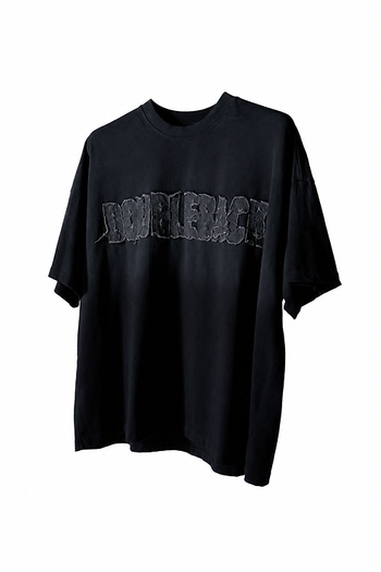 Double Back - Washed Patch Logo T-Shirt Oversized - Black