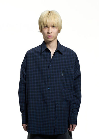 Double Back - Checkered Twisted Shirt - Blue