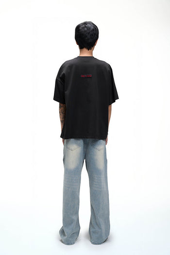 Double Back - Slash Logo T-Shirt Oversized - Dark Grey