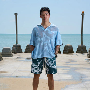 TNT x Dmeow - Tides Knitted Polo - Blue