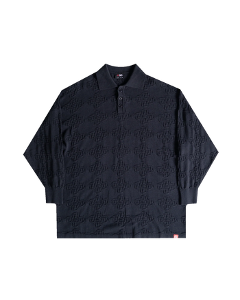 TNTCO - Knitted Long Sleeve Polo -Black