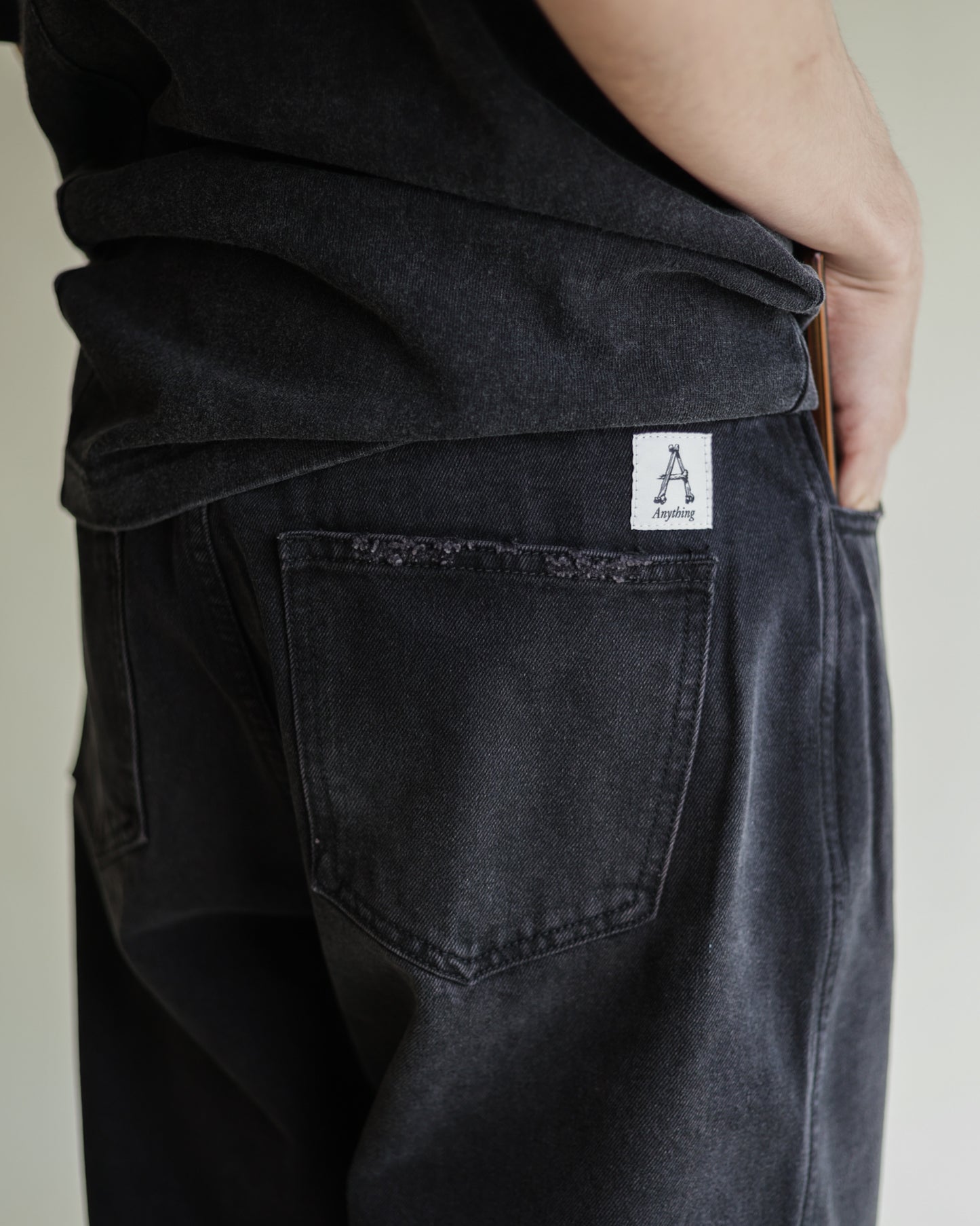 A.O.P Heavy Washed Black Denim Jeans