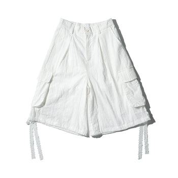 AGILITY MIAO - Lace-up Cargo Shorts - White