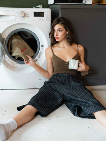 PP - Pinstripe Jort  - Black