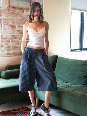 PP - Pinstripe Jort  -  Navy