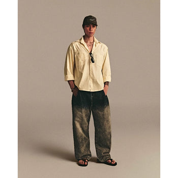 ABBBrand - ABAB Long Sleeve Boxy Shirt - Yellow