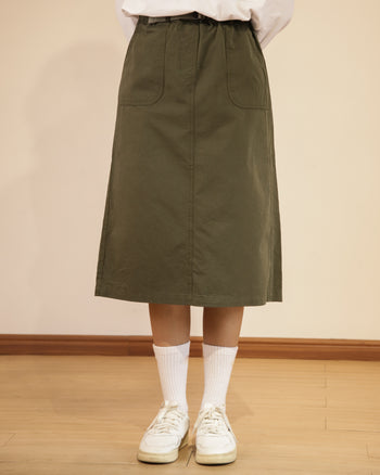KAPPY Cotton Fatigue Skirt - Olive