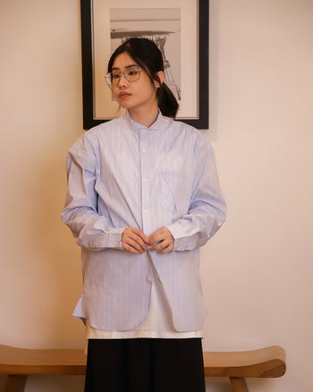LR Made Collarless L/S Striped Shirt