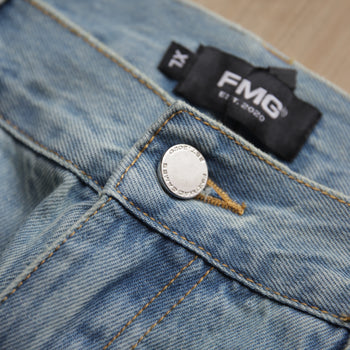 FMG Washed and Distressed Denim Jeans
