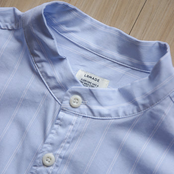 LR Made Collarless L/S Striped Shirt