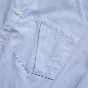 LR Made Collarless L/S Striped Shirt